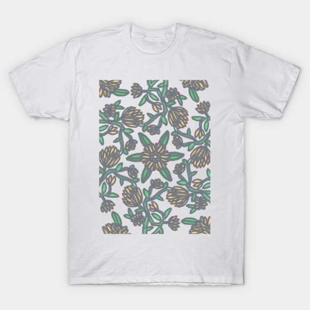 Geometric Delicious Floral Garden Pattern 3 T-Shirt by mariacaballer